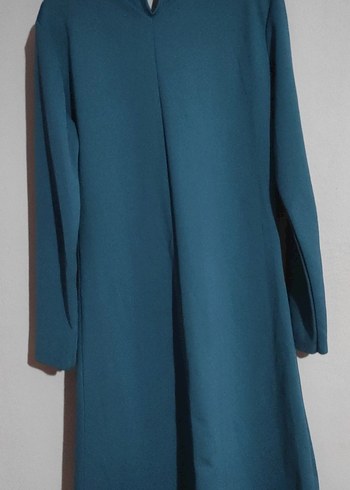 Uzun Kollu Mavi Midi Elbise - Görsel 5