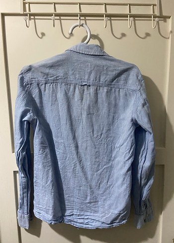 Düğmeli Mavi Denim Gömlek - Görsel 3