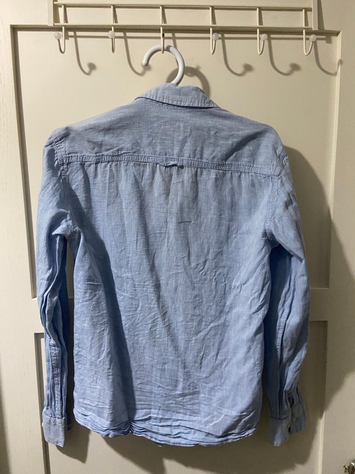 Düğmeli Mavi Denim Gömlek - Görsel 3