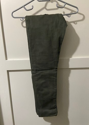 Kadın Kemerli Dar Kesim Haki Kot Pantolon - Görsel 2