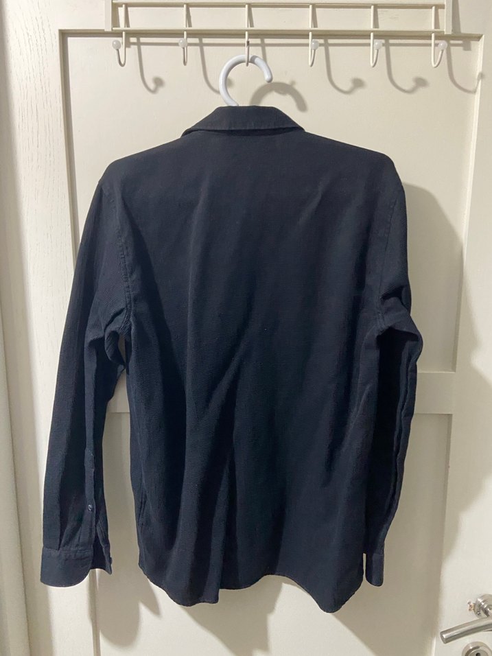 Erkek Siyah Dokuma Uzun Kollu Gömlek - Görsel 2