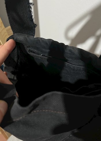 Siyah Kemerli Keten Kadın Çanta - Görsel 3