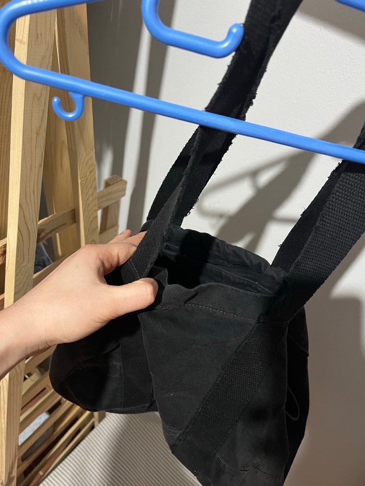 Siyah Kemerli Keten Kadın Çanta - Görsel 2