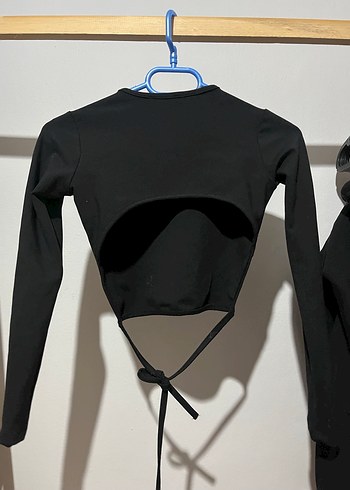 Addax Siyah Sırt Bağcıklı Mini Denim Bluz - Görsel 2