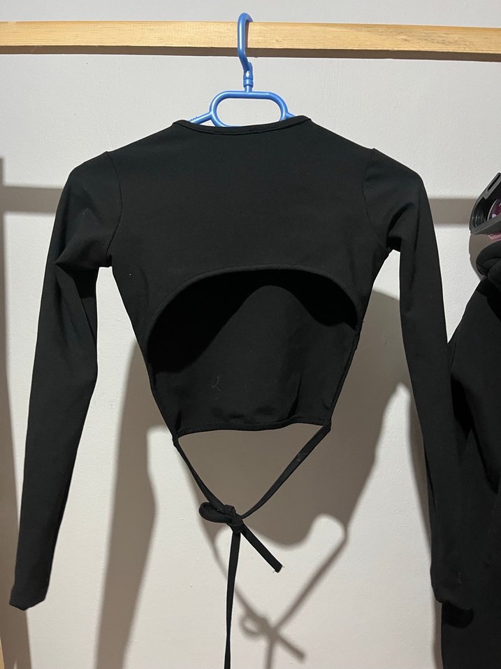 Addax Siyah Sırt Bağcıklı Mini Denim Bluz - Görsel 2