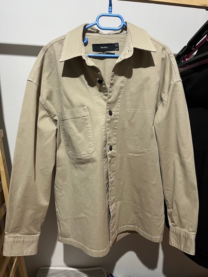 Bershka Bej Erkek Uzun Kollu Regular Fit Gömlek - Görsel 5