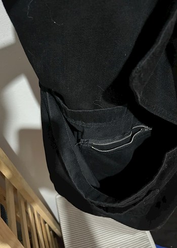 Kemer Detaylı Siyah Keten Kadın Çanta - Görsel 2