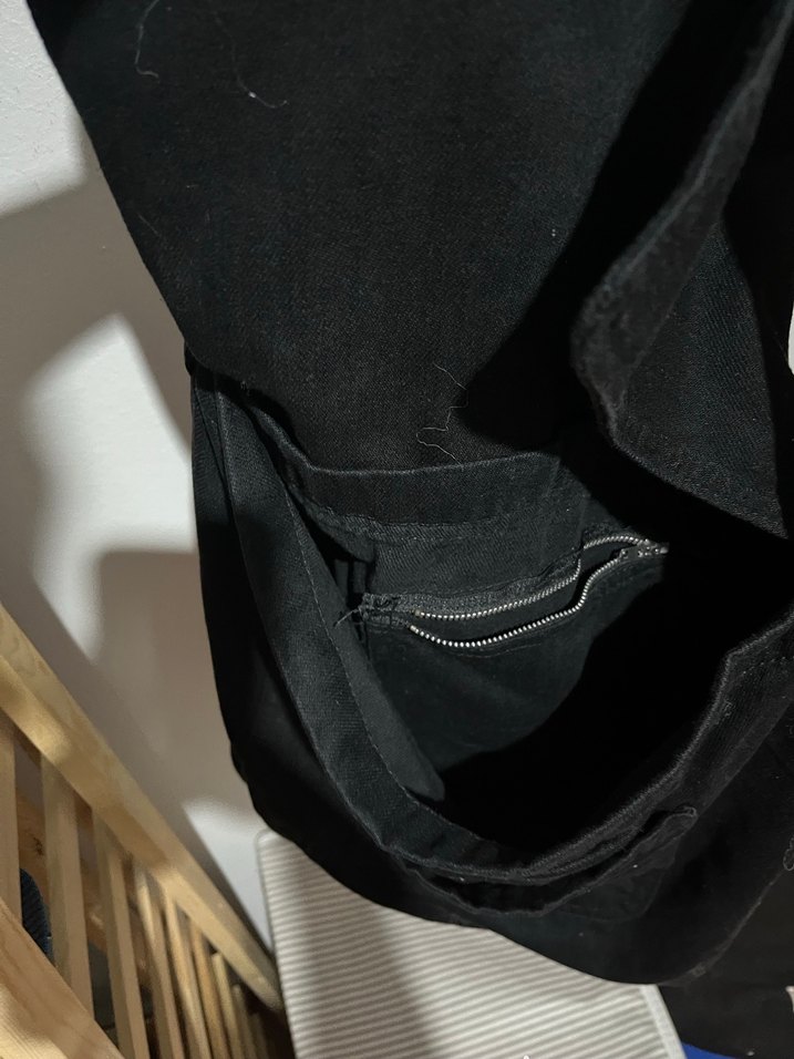 Kemer Detaylı Siyah Keten Kadın Çanta - Görsel 2