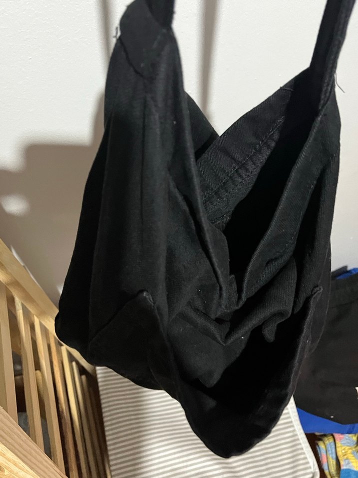 Kemer Detaylı Siyah Keten Kadın Çanta - Görsel 3