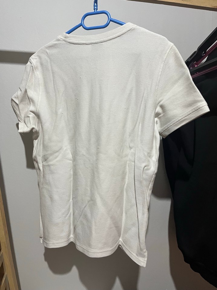 BERSHKA Beyaz Pamuklu Kısa Kollu Erkek Tişört - Görsel 4