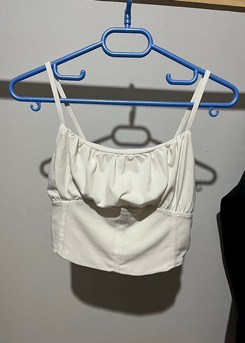 Beyaz İnce Askılı Mini Bustiyer - Görsel 4