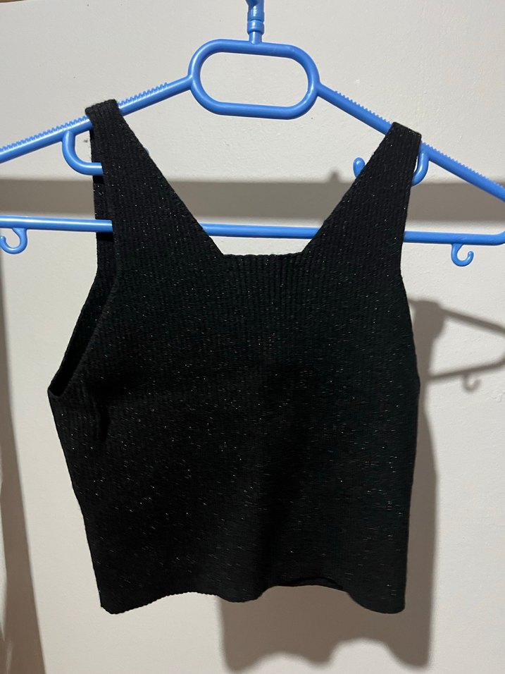 Siyah V Yaka Kısa Triko Süveter - Görsel 2