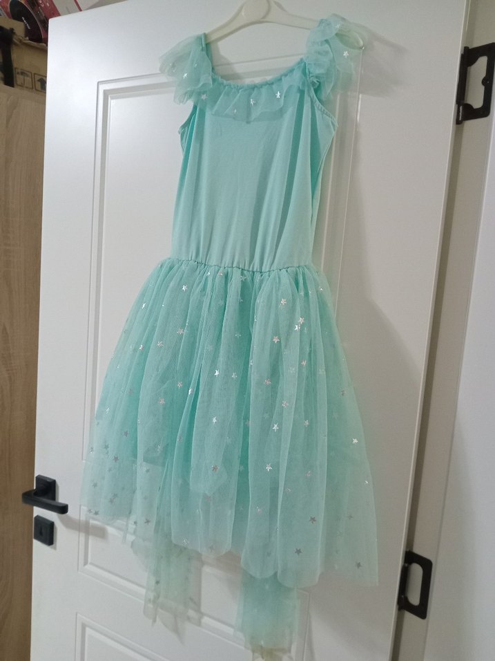 Kız Çocuk Turkuaz Tül Elbise - Görsel 2