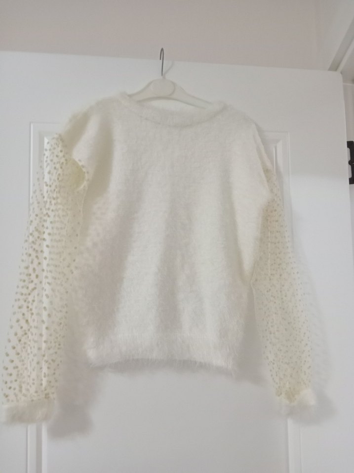 Beyaz Örgü Kadın Kazak - Görsel 2