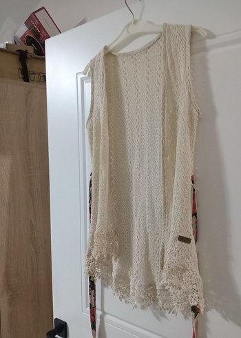 Dantel Detaylı Bohem Örgü Kadın Yelek - Görsel 2