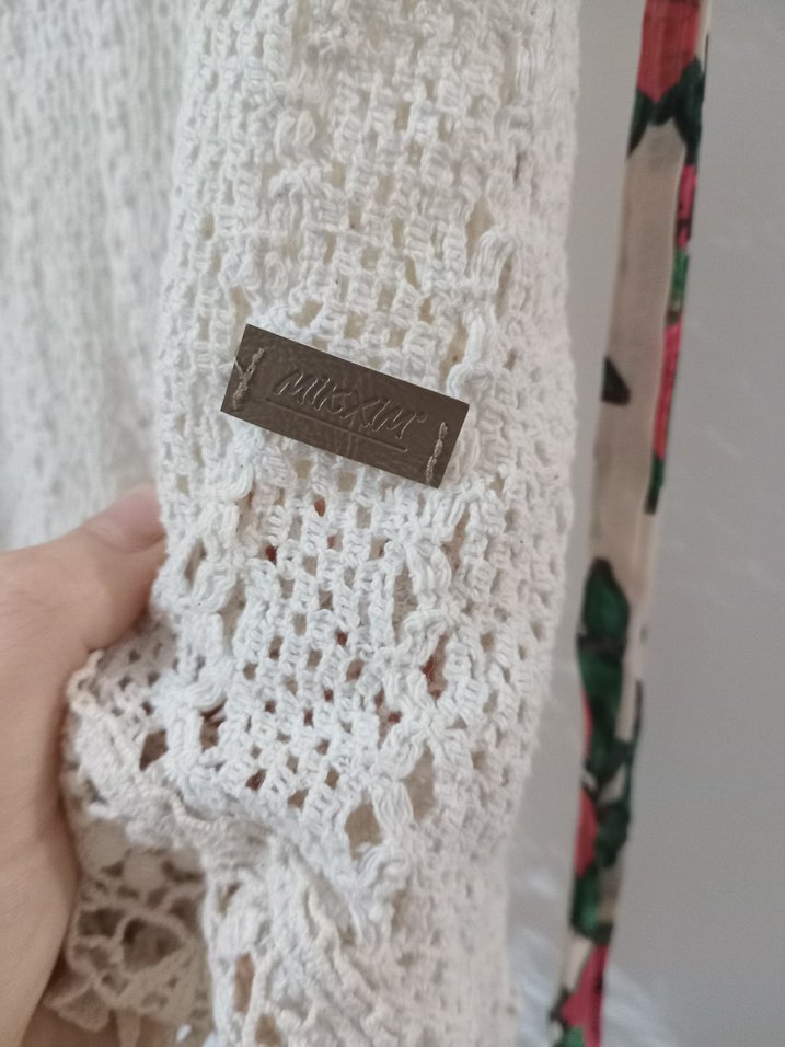 Dantel Detaylı Bohem Örgü Kadın Yelek - Görsel 3