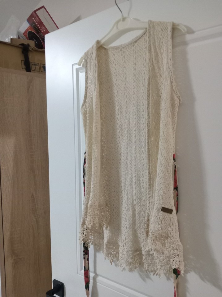 Dantel Detaylı Bohem Örgü Kadın Yelek - Görsel 2