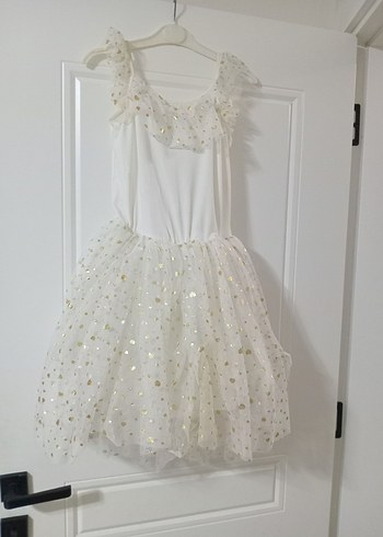 Beyaz Kız Çocuk Fırfırlı Straplez Elbise - Görsel 2