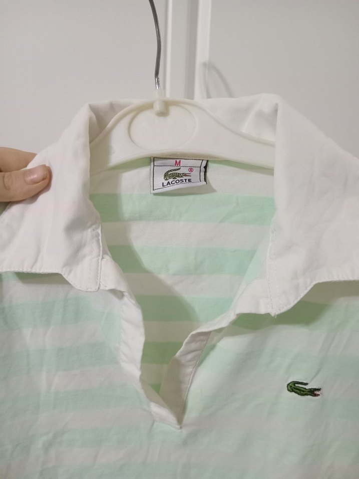 Çizgili Yeşil Keten Kısa Kollu Gömlek - Görsel 3