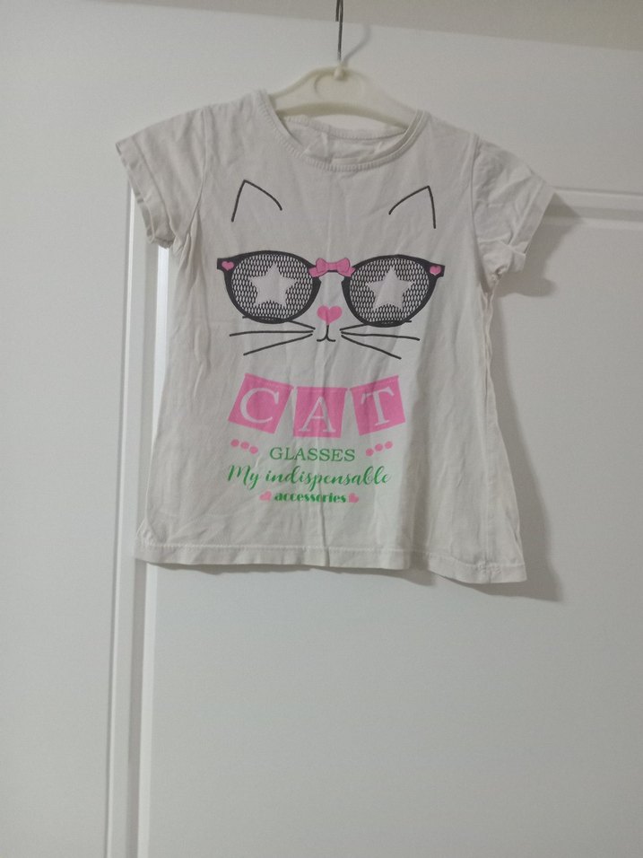 Kız Çocuk Beyaz Baskılı Kısa Kollu Tişört - Görsel 2