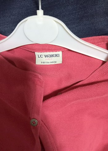 Kız Çocuk Pembe Düğmeli Keten Hırka - Görsel 3