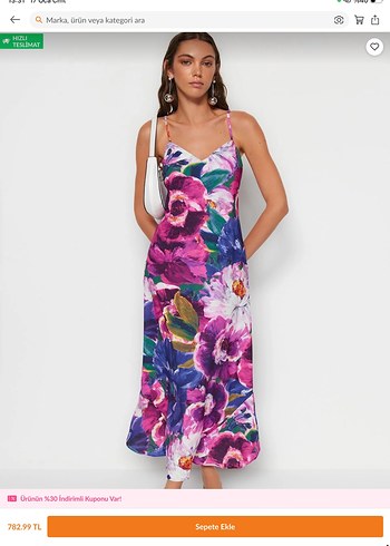 Çok Renkli Uzun V Yaka Elbise trenyolmilla - Görsel 4