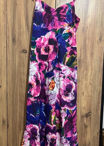 Çok Renkli Uzun V Yaka Elbise trenyolmilla - Görsel 2