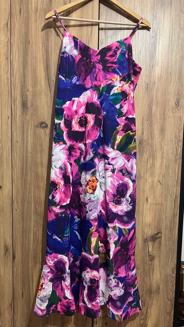 Çok Renkli Uzun V Yaka Elbise trenyolmilla - Görsel 2