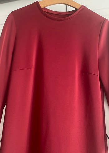 Bordo Uzun Kollu  Elbise - Görsel 3