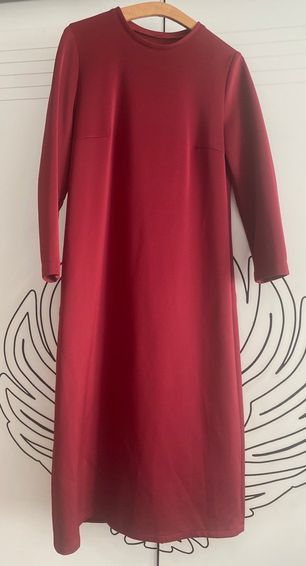 Bordo Uzun Kollu  Elbise - Görsel 2