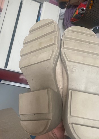 Bej Süet Platform Topuklu Kadın Bot - Görsel 5