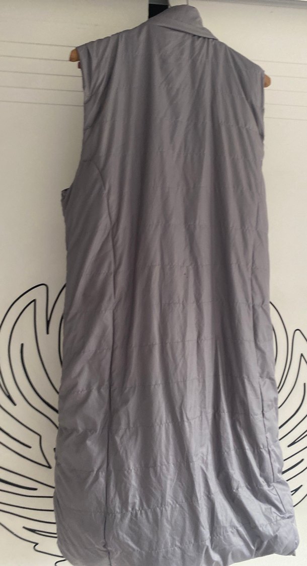 Gri Fermuarlı Uzun Kadın Yelek - Görsel 4