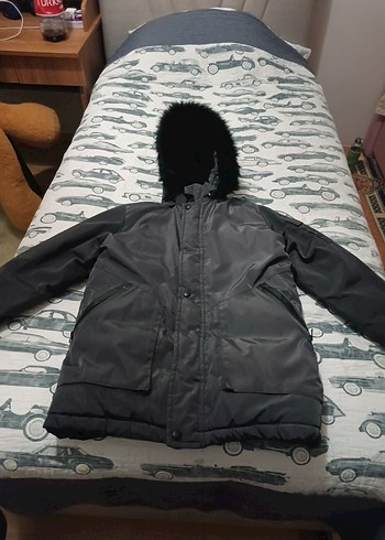 Siyah Kürklü erkek çocukKışlık Uzun Mont - Görsel 3