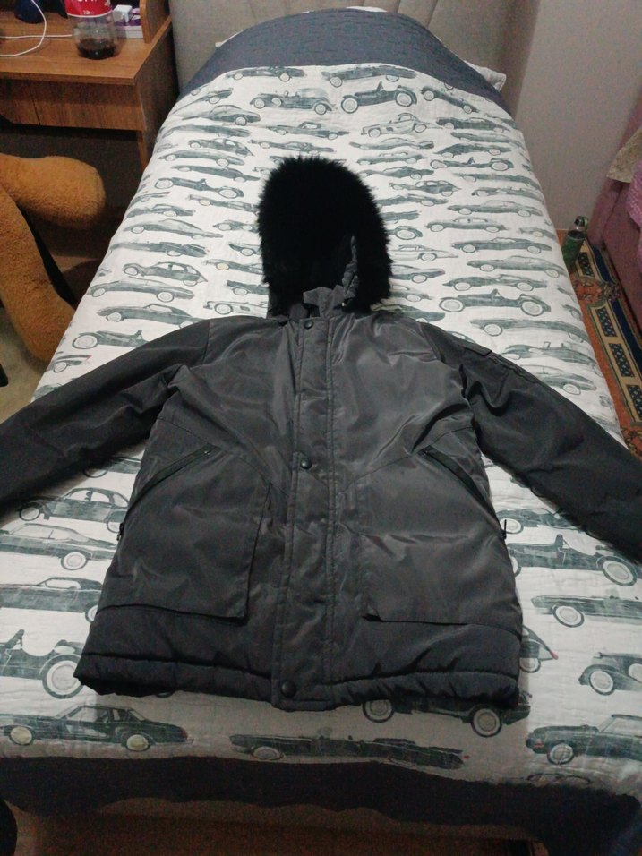 Siyah Kürklü erkek çocukKışlık Uzun Mont - Görsel 2