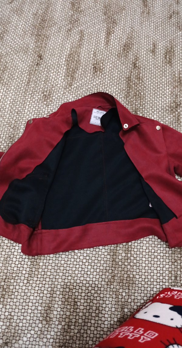 Bordo Süet Fermuarlı Kadın Deri Ceket - Görsel 2