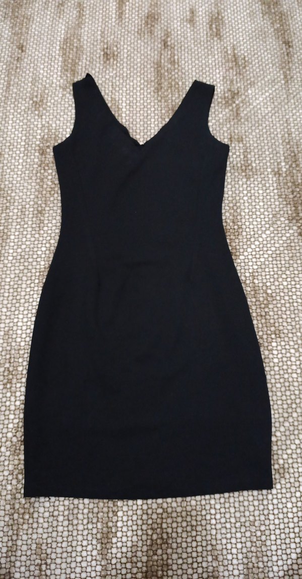 V Yakalı Siyah Midi Kadın Abiye Elbise - Görsel 2