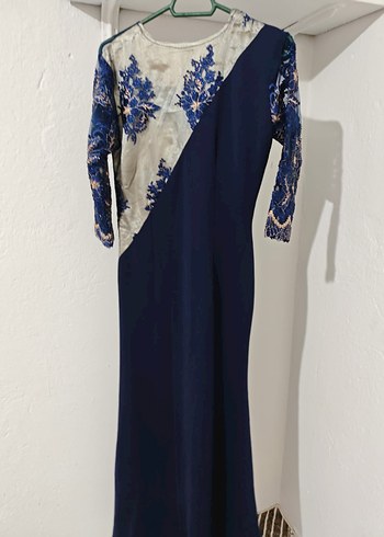 Mavi Nakışlı 3/4 Kollu Bohem Kadın Elbise - Görsel 3