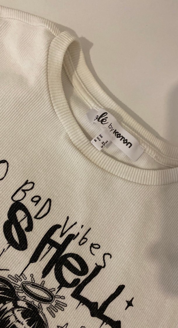 Beyaz Kız Tişörtü, Kısa Kollu, Baskılı - Görsel 2