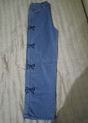 Nakışlı Fiyonk Detaylı Mavi pantolon - Görsel 2