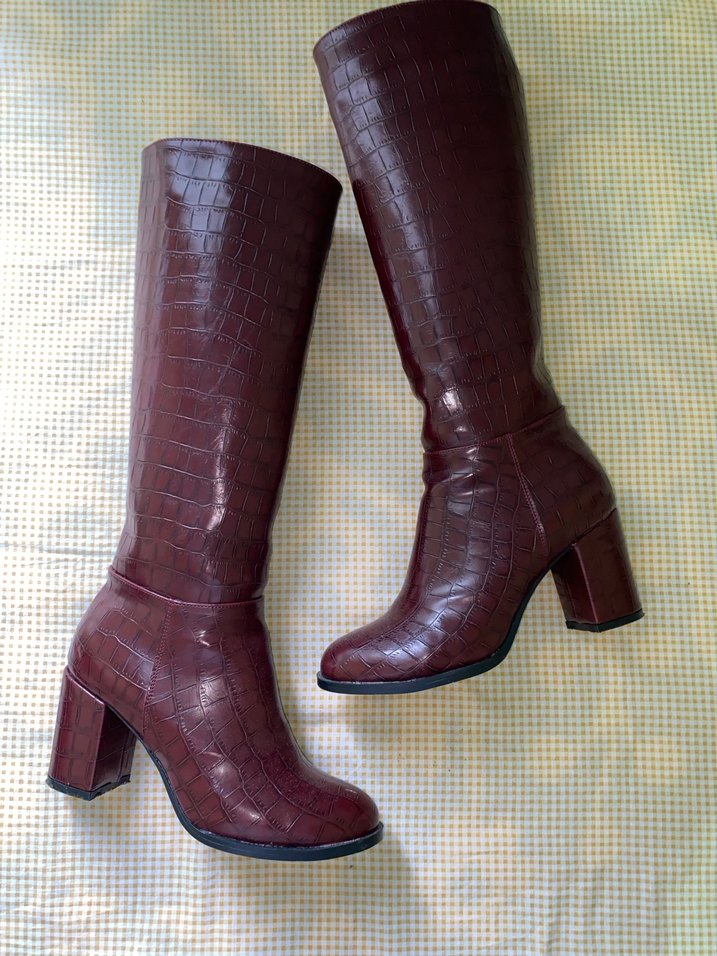 Kadın bordo topuklu çizme - Görsel 2