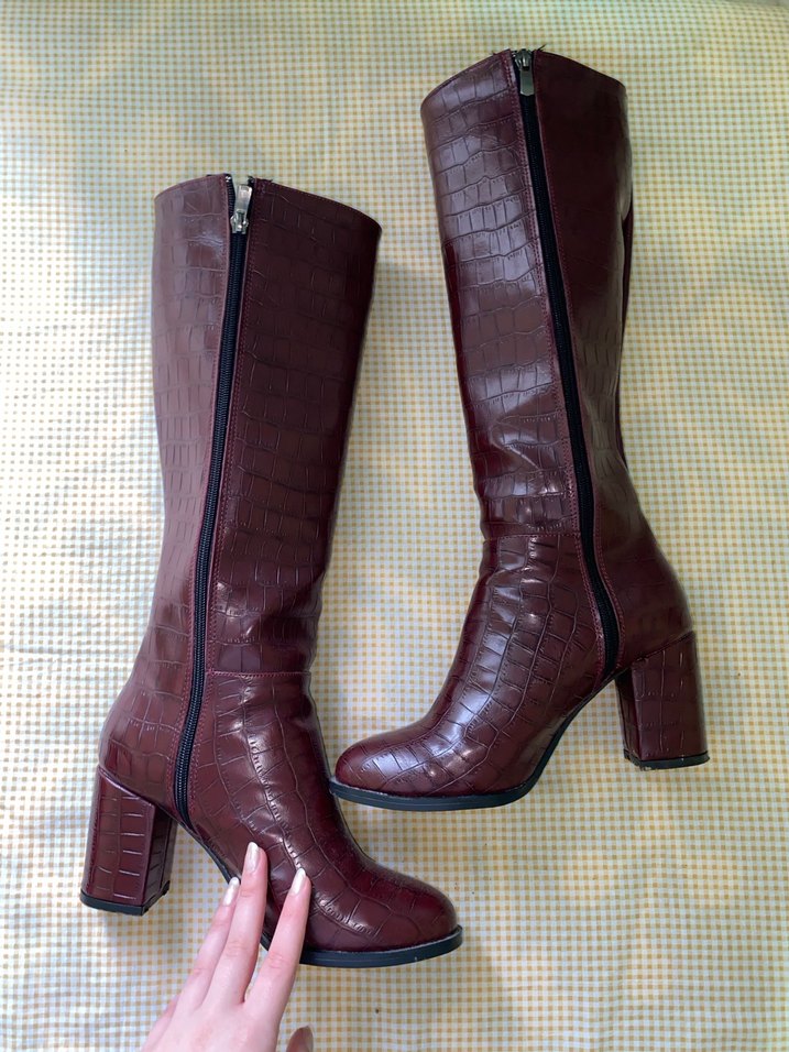 Kadın bordo topuklu çizme - Görsel 3