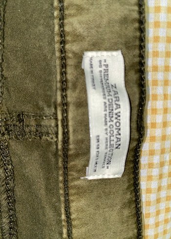 Zara Fermuarlı Koyu Haki Denim Kadın Pantolon - Görsel 3