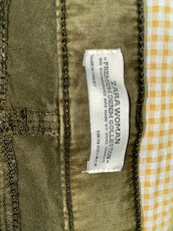 Zara Fermuarlı Koyu Haki Denim Kadın Pantolon - Görsel 3