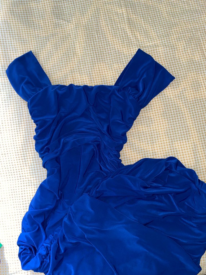 Drapeli Mavi Midi Abiye Elbise - Görsel 2