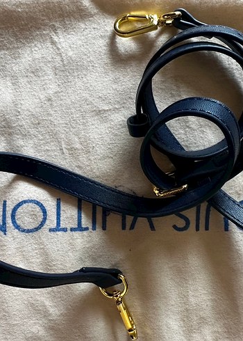 Louis Vuitton Marka Lacivert Deri Kadın Çanta Kemer - Görsel 4