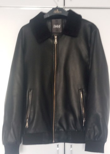 Siyah Deri Fermuarlı Kadın/erkek Ceket - Görsel 2