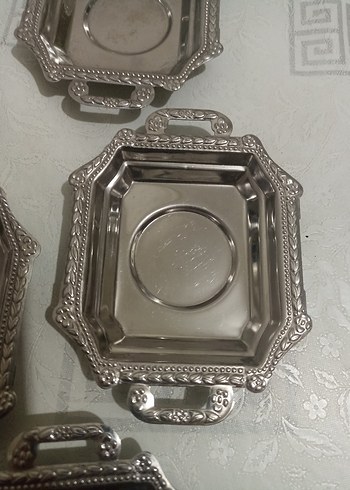metal antika çay tabağı - Görsel 6