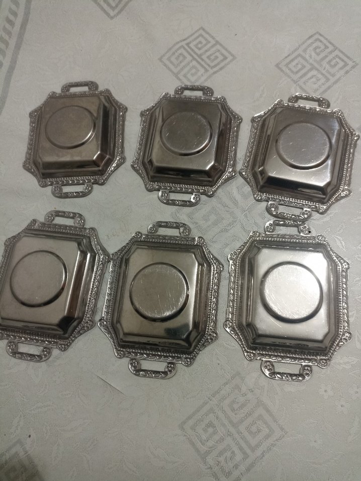 metal antika çay tabağı - Görsel 4