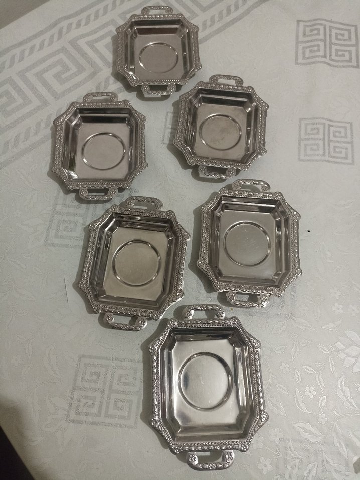 metal antika çay tabağı - Görsel 3