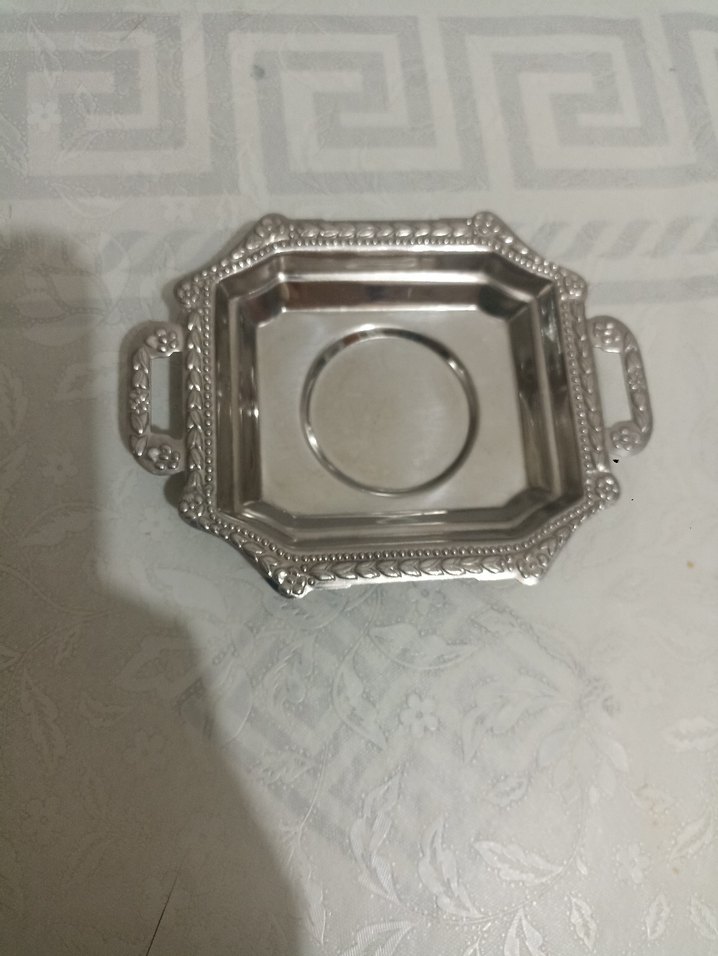 metal antika çay tabağı - Görsel 5